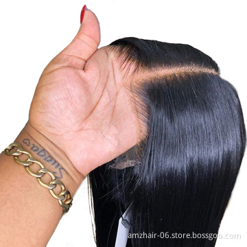 4x4 Lace Frontal closure wig Brazilian Virgin Cutical Aligned Human Hair Cheap Full HD lace Front Wig For Black Women Wholesale